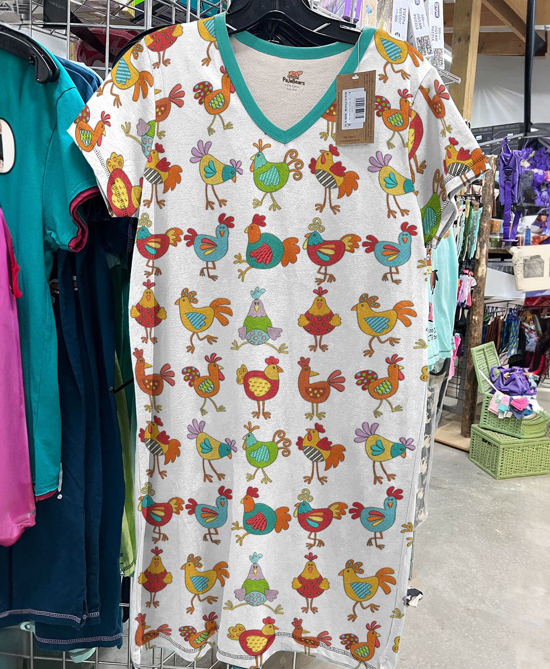 Chicken Pajabears® V-Neck Nightshirts Amazing Chickens Ctl10