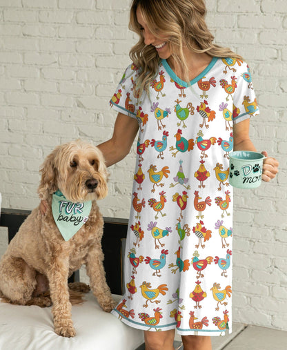 Chicken Pajabears® V-Neck Nightshirts Amazing Chickens Ctl10