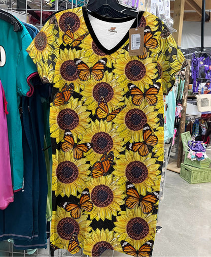 Sunflower Monarch Pajabears® V-Neck Nightshirts Hg23