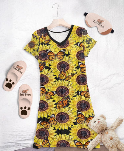 Sunflower Monarch Pajabears® V-Neck Nightshirts Hg23