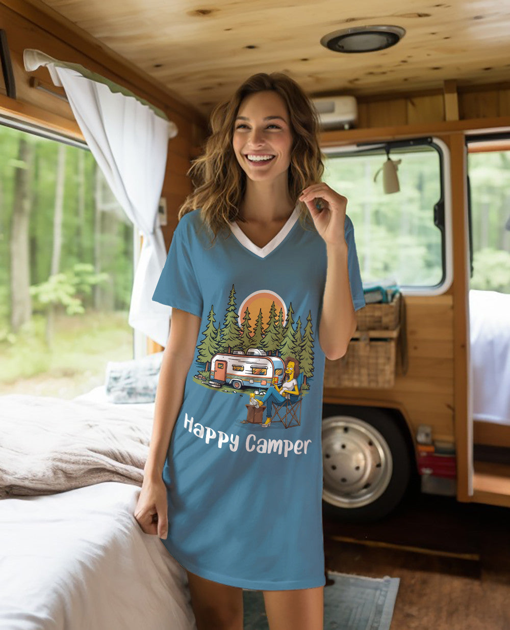 Camping Pajabears® V-Neck Nightshirts Happy Camper Hm8