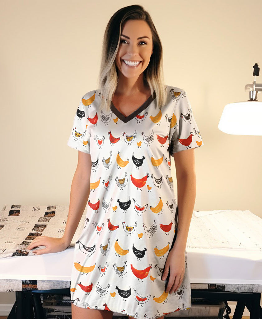 Chicken Pajabears® V-Neck Nightshirts Cute Chickens Ctl10