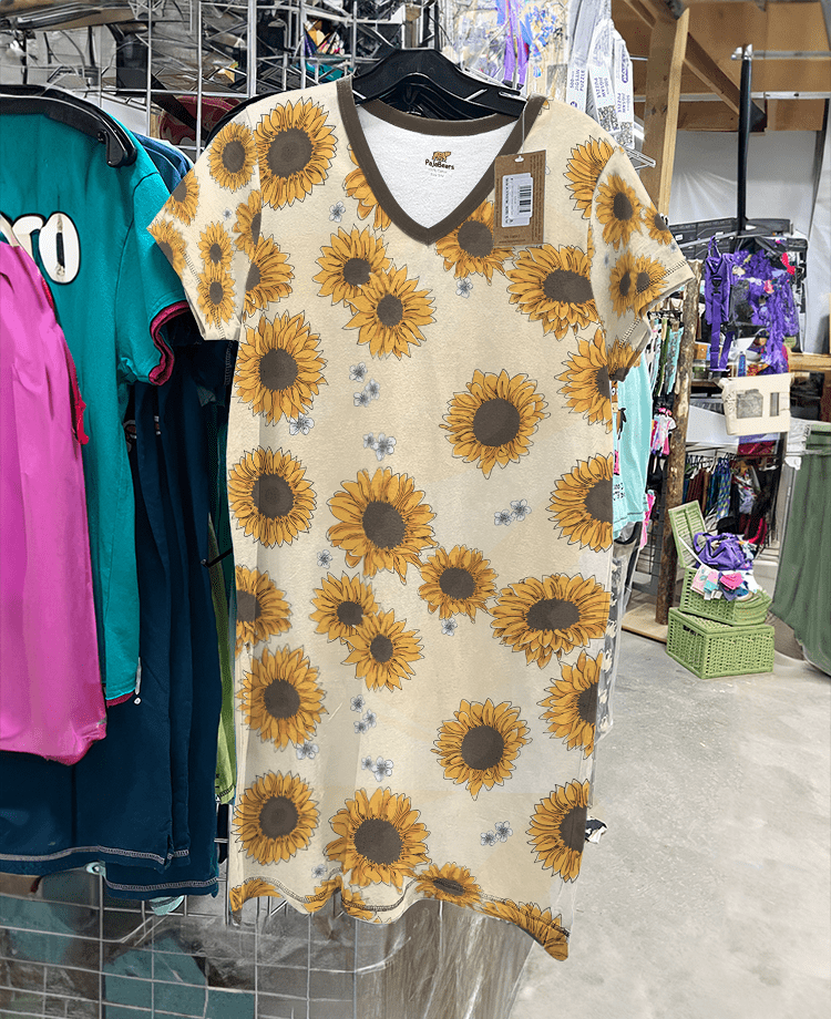 Sunflower Pajabears® V-Neck Nightshirts Vintage Sunflowers Kl9