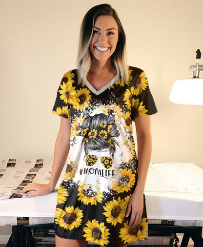 Sunflower Pajabears® V-Neck Nightshirts Momlife Ctl10