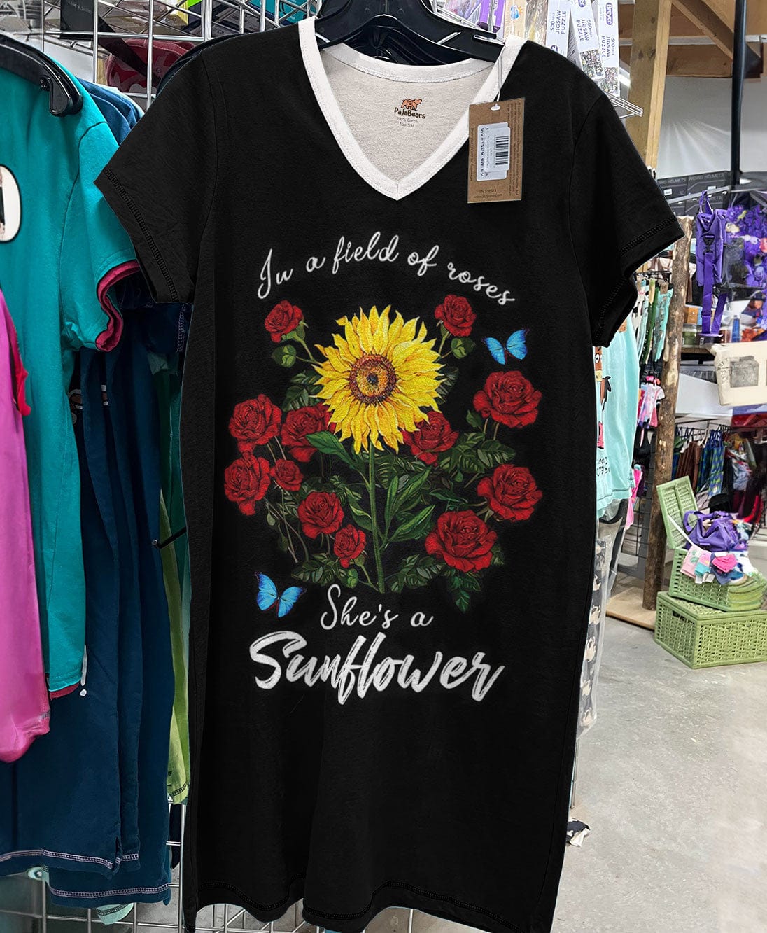 Sunflower Pajabears® V-Neck Nightshirts In A Field Of Roses She’s Ctl10