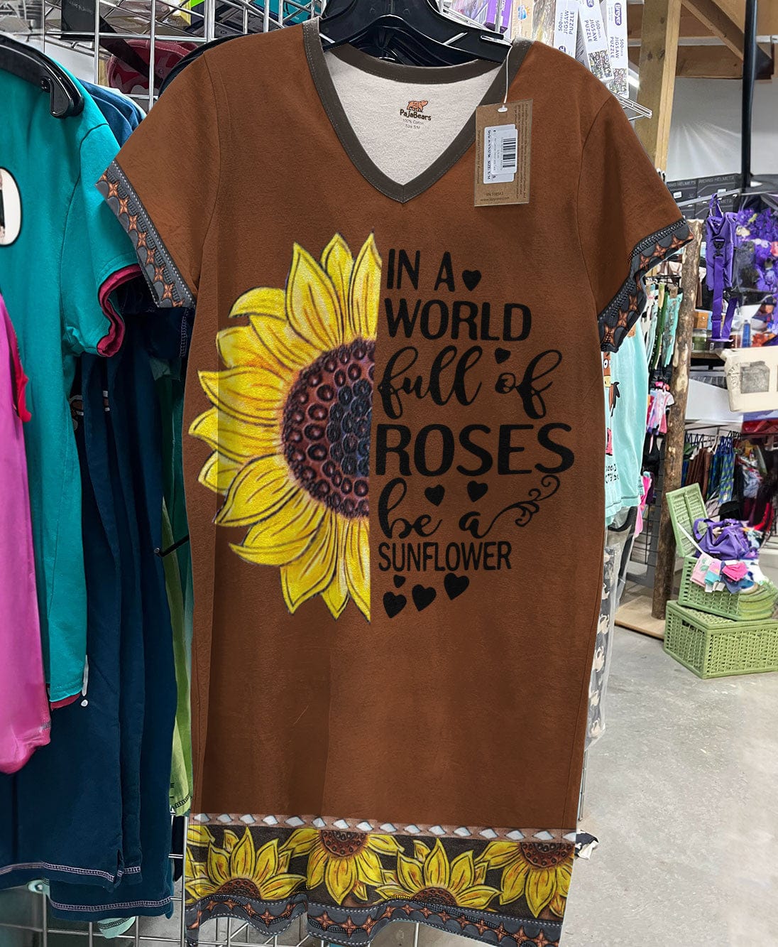 Sunflower Pajabears® V-Neck Nightshirts In A World Full Of Roses Be Ctl10