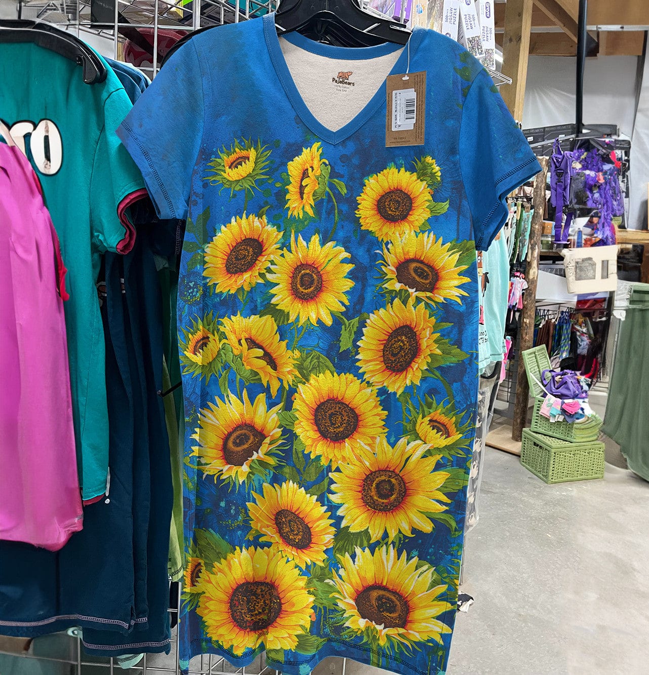 Sunflower Pajabears® V-Neck Nightshirts Wonderful Sunflowers Nt10