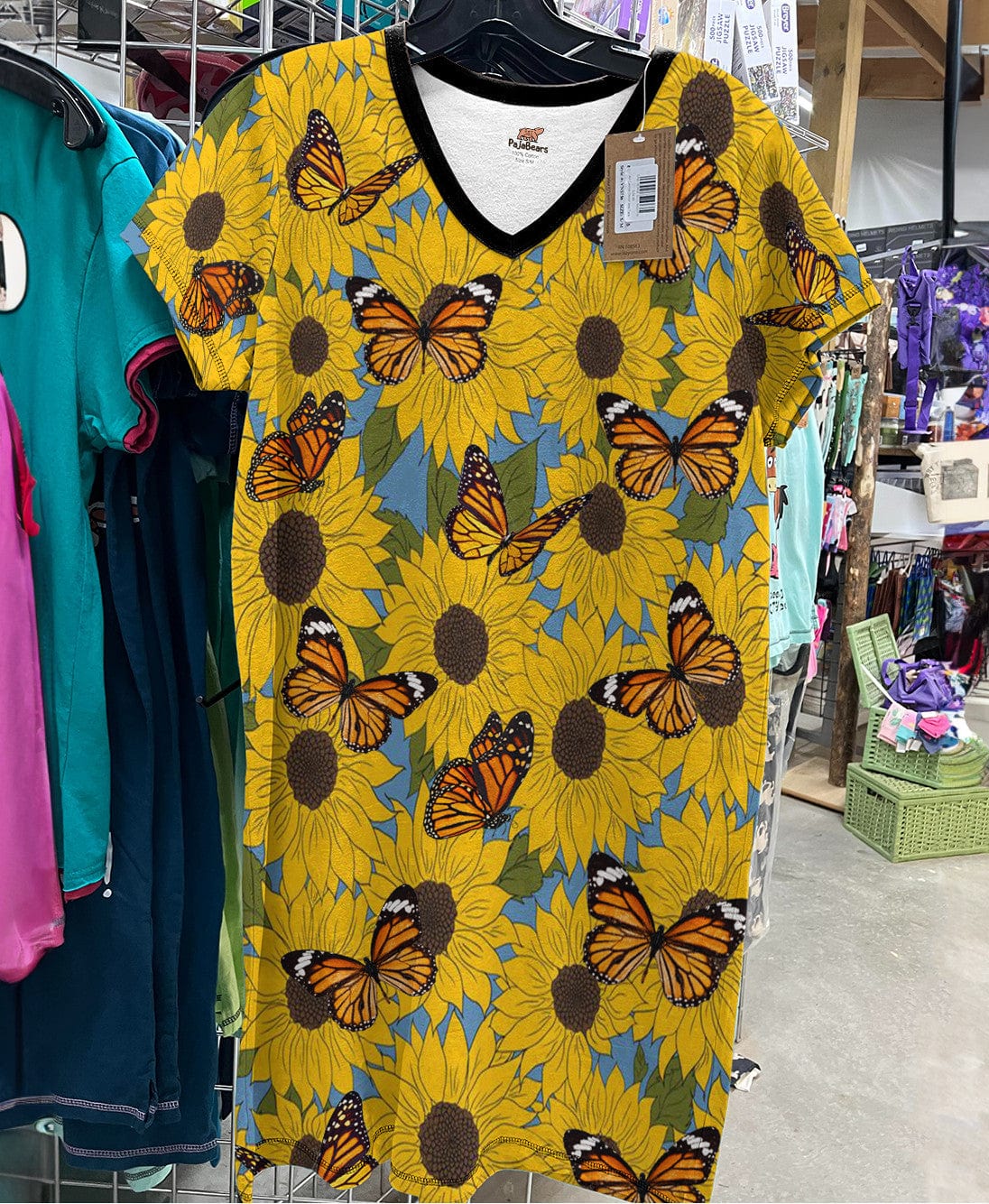 Sunflower Monarch Pajabears® V-Neck Nightshirts 02 Hg23