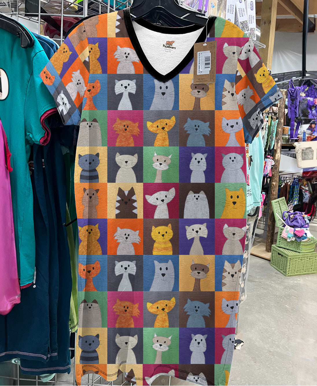 Cat Quilting Pajabears® V-Neck Nightshirts Hg23