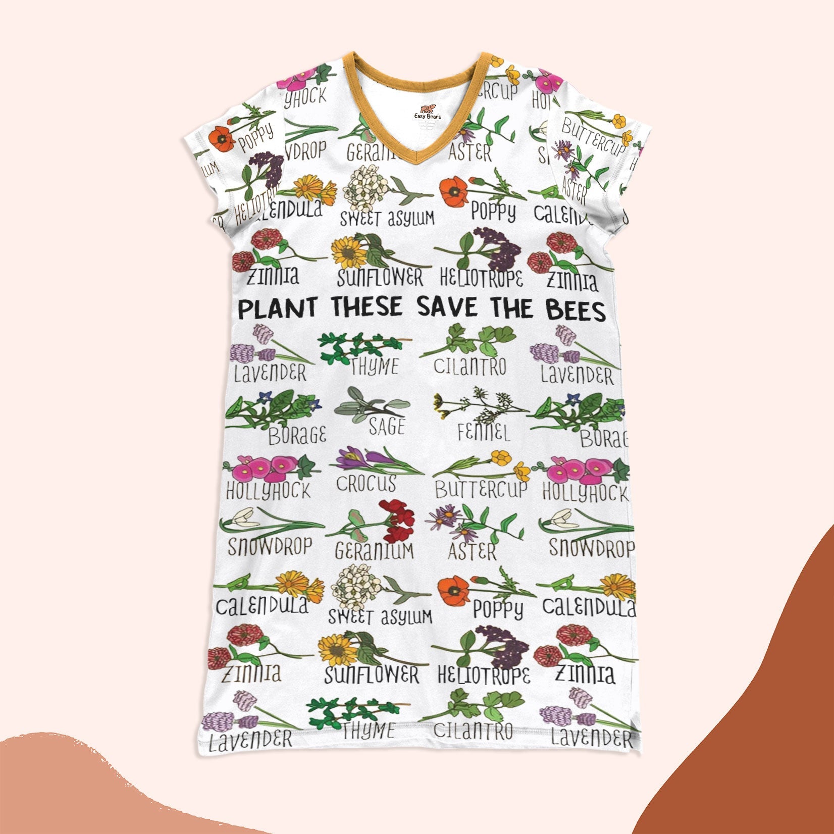 Bee Pajabears® V-Neck Nightshirts Plant These Save The Tl10