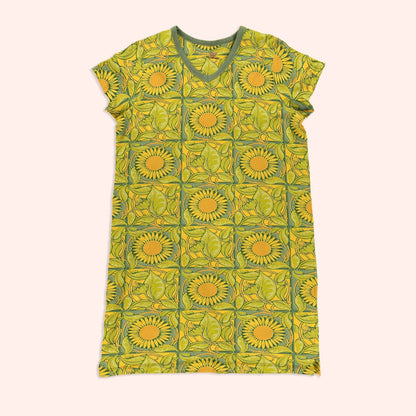 Sunflower Pajabears® V-Neck Nightshirts Vintage Sunflowers Nt10