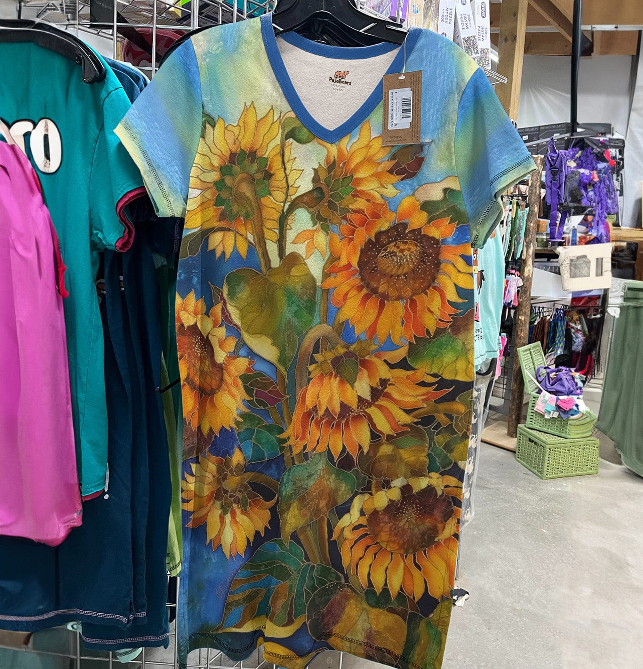 Sunflower Pajabears® V-Neck Nightshirts Stunning Sunflowers Nt10