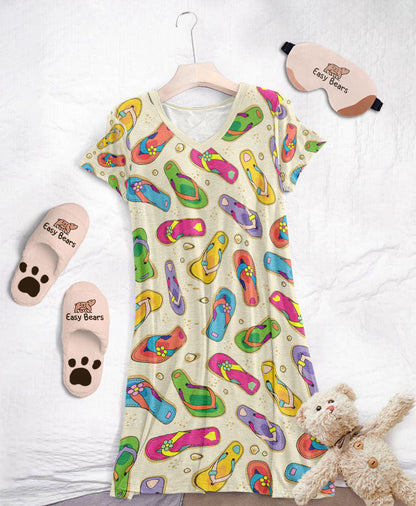 Flip Flop Pajabears® V-Neck Nightshirts Colorful Flops Hc2