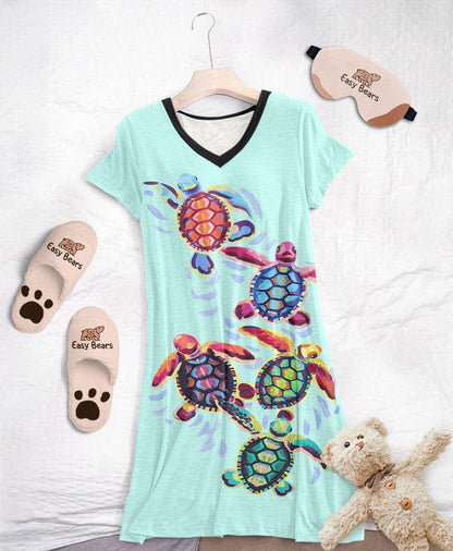 Sea Turtles Pajabears® V-Neck Nightshirts 4 Styles Hg23 S / 2