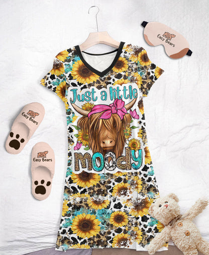 Cow Pajabears® V-Neck Nightshirts Just A Little Moody Hg23