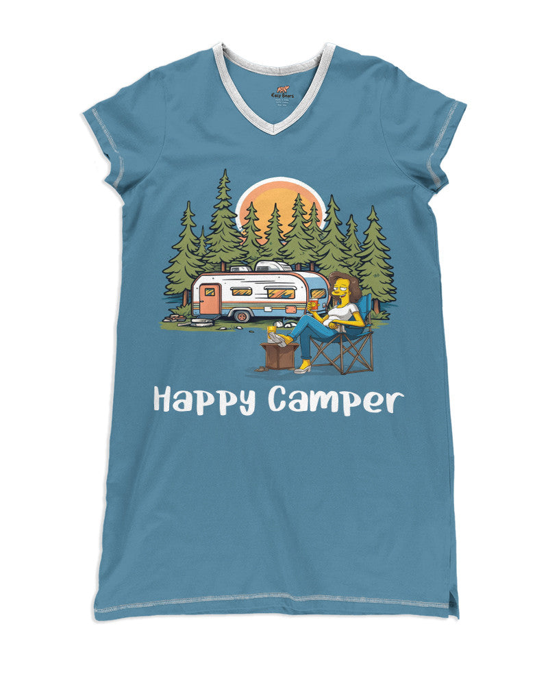 Camping Pajabears® V-Neck Nightshirts Happy Camper Hm8 S / Blue