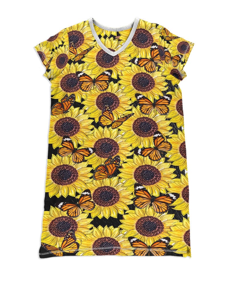 Sunflower Monarch Pajabears® V-Neck Nightshirts Hg23