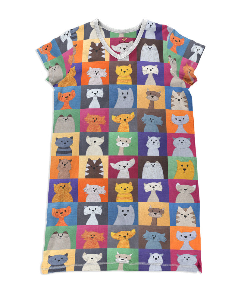 Cat Quilting Pajabears® V-Neck Nightshirts Hg23