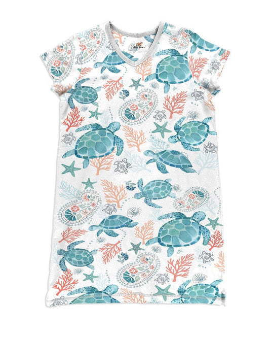 Sea Turtles Pajabears® V-Neck Nightshirts 4 Styles Hg23