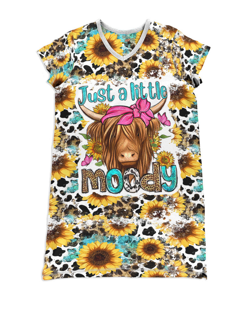 Cow Pajabears® V-Neck Nightshirts Just A Little Moody Hg23