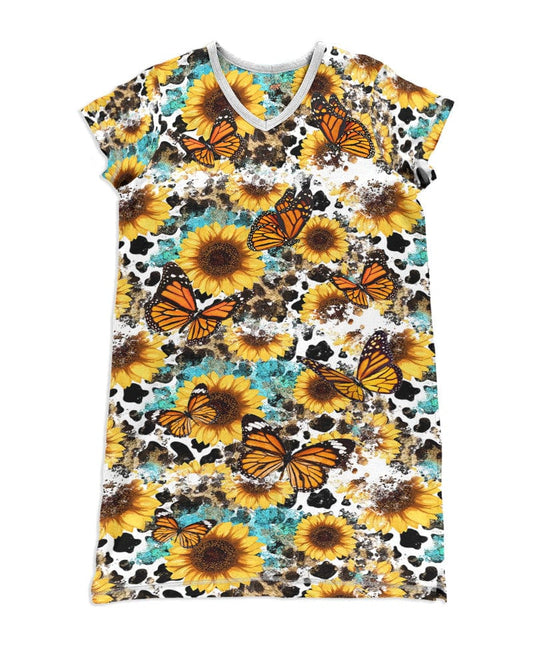 Sunflower Monarch Pajabears® V-Neck Nightshirts 03 Hg23