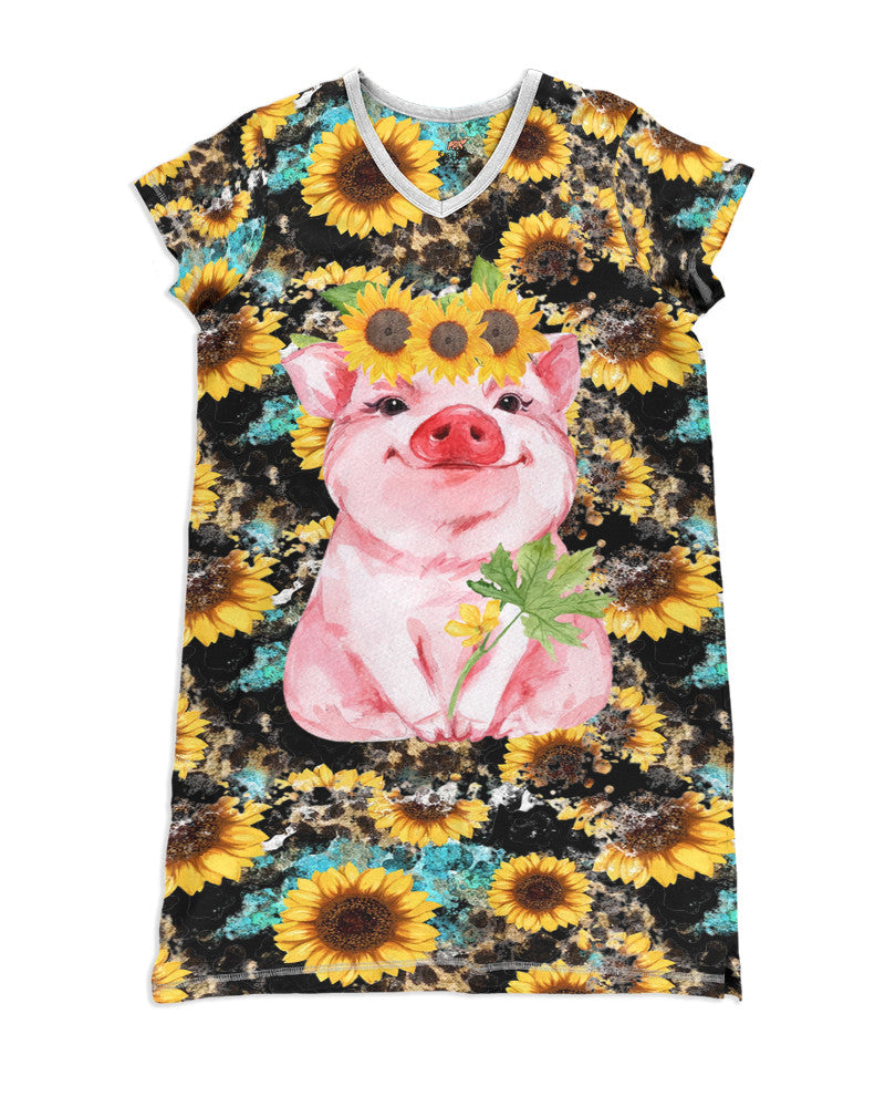 Pig Pajabears® V-Neck Nightshirts Sunflower 2 Styles Hg23 S / 1