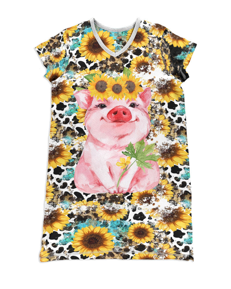 Pig Pajabears® V-Neck Nightshirts Sunflower 2 Styles Hg23 S /