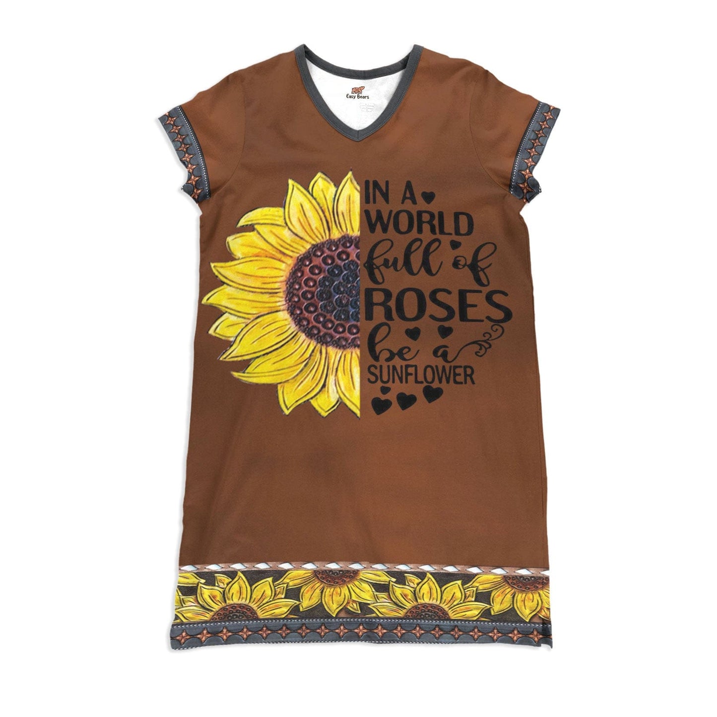 Sunflower Pajabears® V-Neck Nightshirts In A World Full Of Roses Be Ctl10