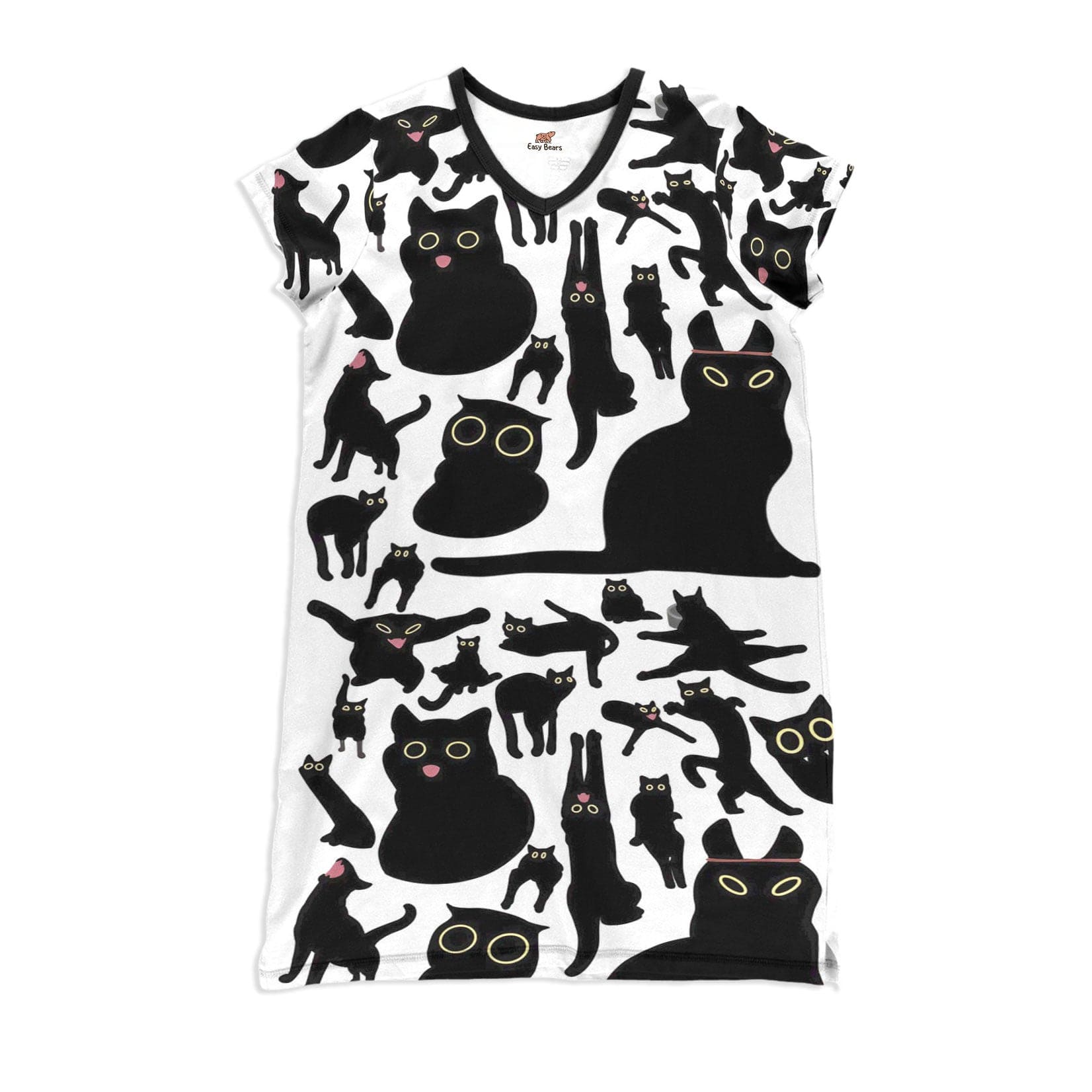 Black Cat Pajabears® V-Neck Nightshirts Amazing Shapes Ctl10