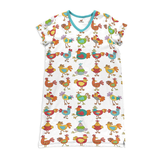 Chicken Pajabears® V-Neck Nightshirts Amazing Chickens Ctl10