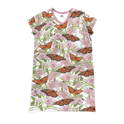 Butterfly Pajabears® V-Neck Nightshirts Monarch Butterflies And Milkweed Ctl10