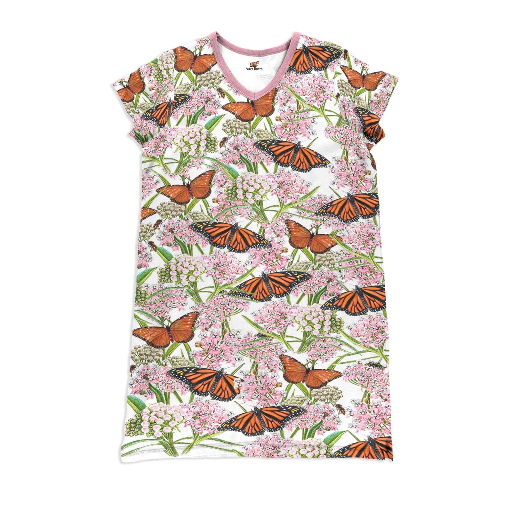 Butterfly Shineful® V-Neck Nightshirts Monarch Butterflies And Milkweed Ctl10