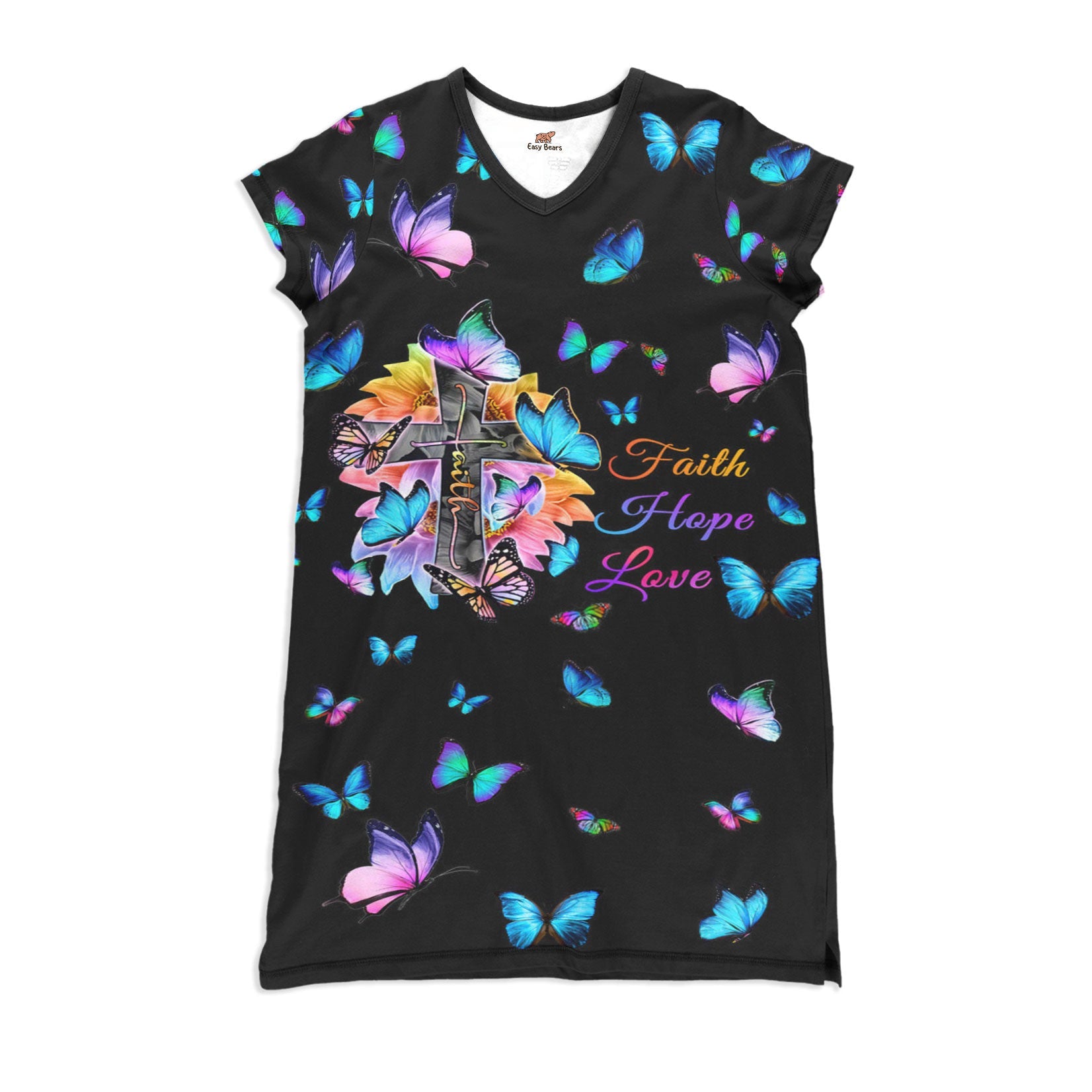 Butterfly Pajabears® V-Neck Nightshirts Faith Hope Love Ctl10