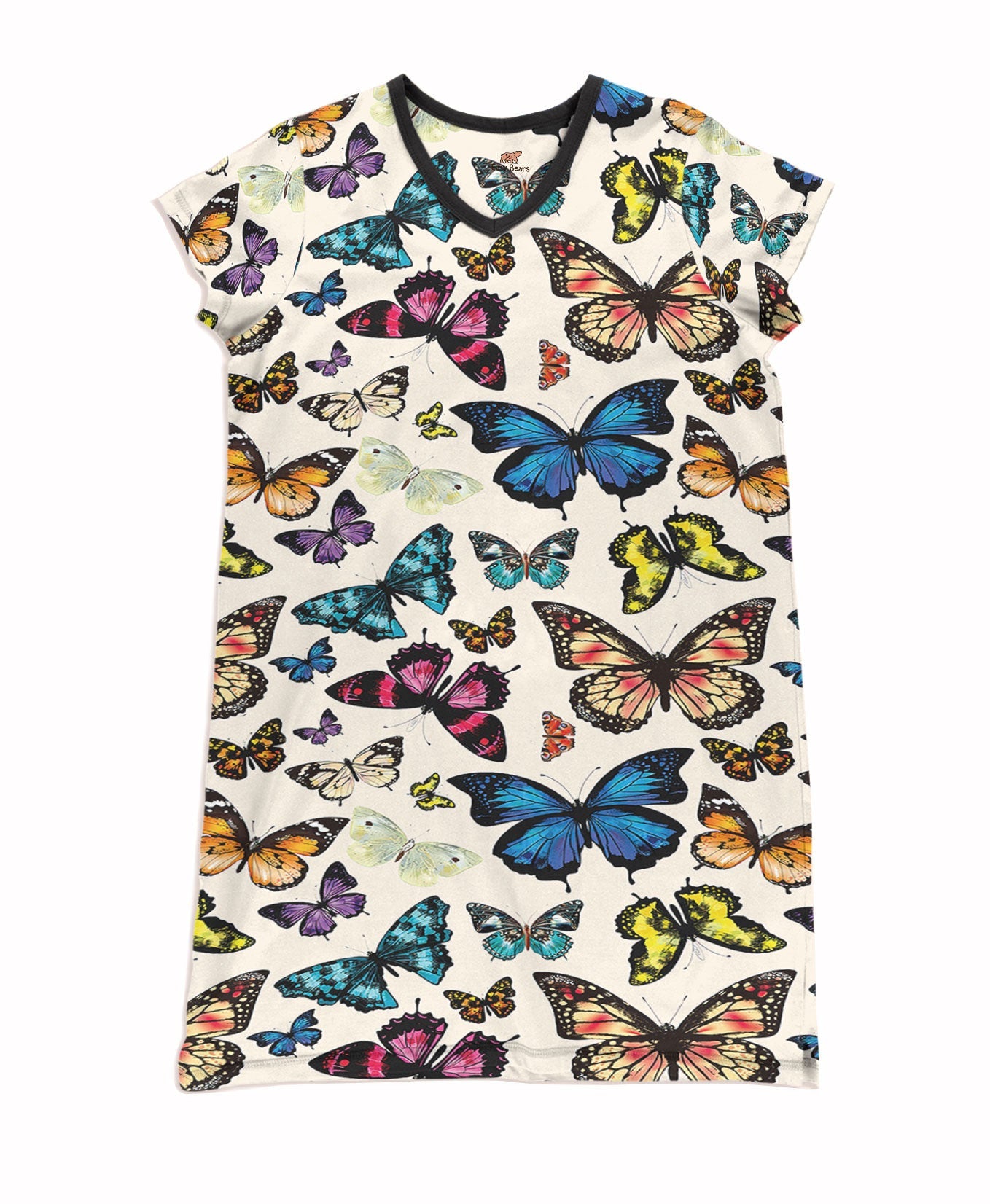 Butterfly Pajabears® V-Neck Nightshirts Colorful Butterflies Ctl10