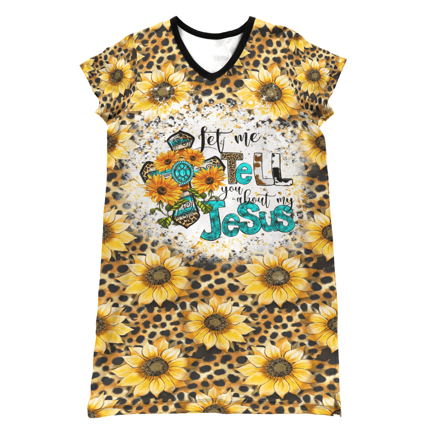 Sunflower Pajabears® V-Neck Nightshirts Let Me Tell You About My Jesus Kl9