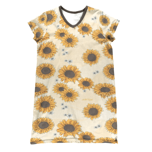 Sunflower Pajabears® V-Neck Nightshirts Vintage Sunflowers Kl9