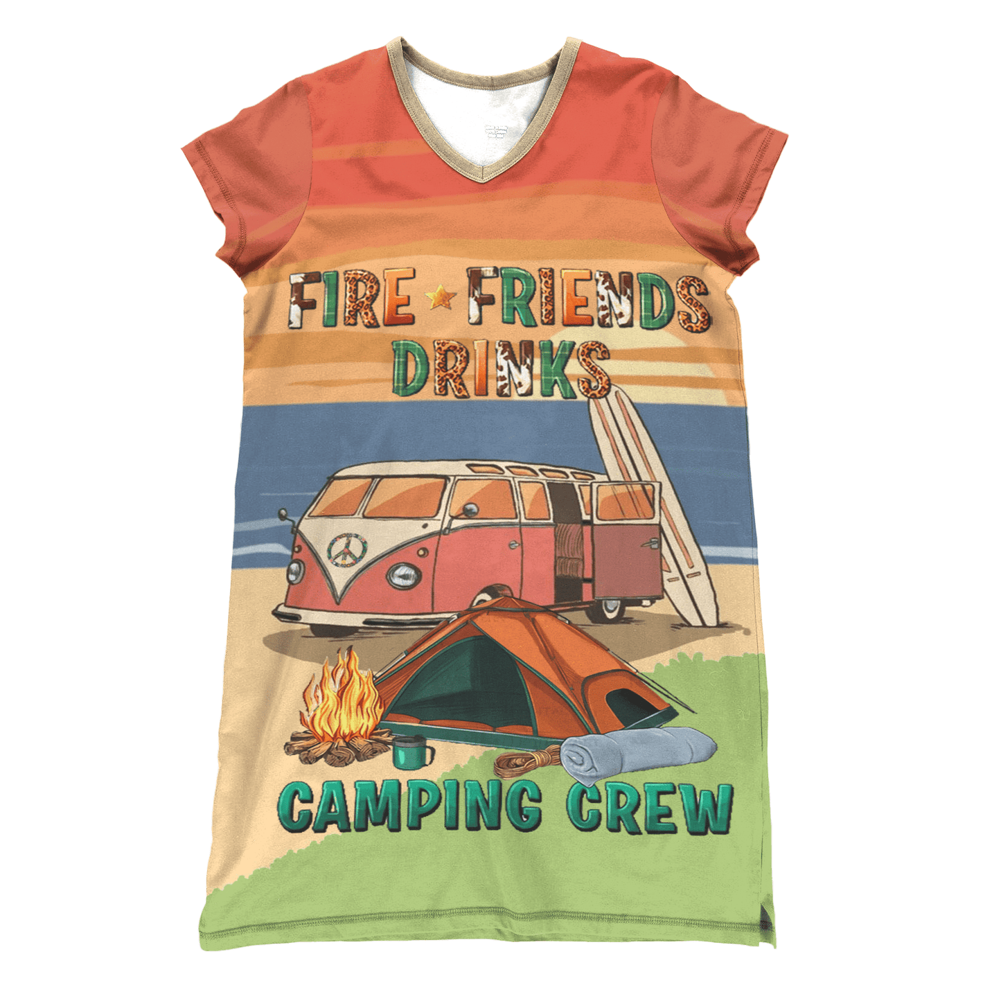 Camping Pajabears® V-Neck Nightshirts Crew Kl9