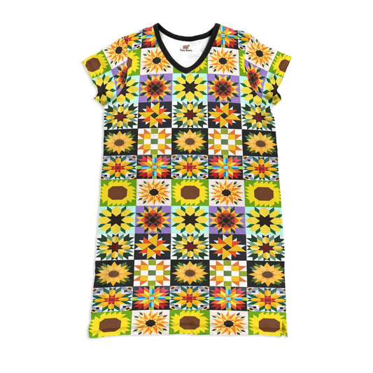 Sunflower Quilting Pajabears® V-Neck Nightshirts Sunshine Blocks Tl10