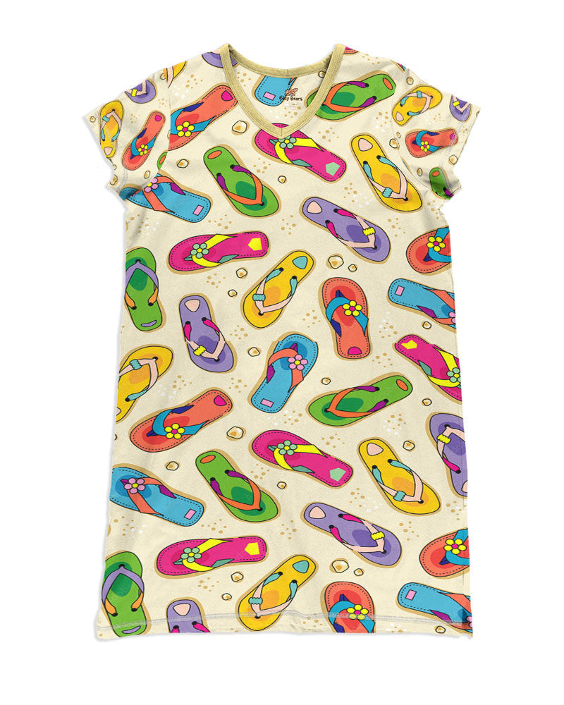 Flip Flop Pajabears® V-Neck Nightshirts Colorful Flops Hc2