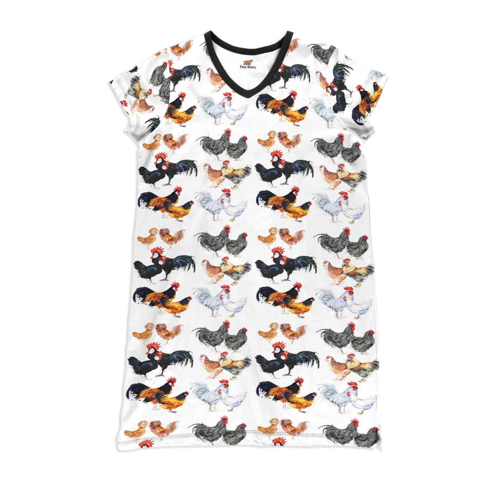 Chicken Pajabears® V-Neck Nightshirts Chickens Couple Tl10