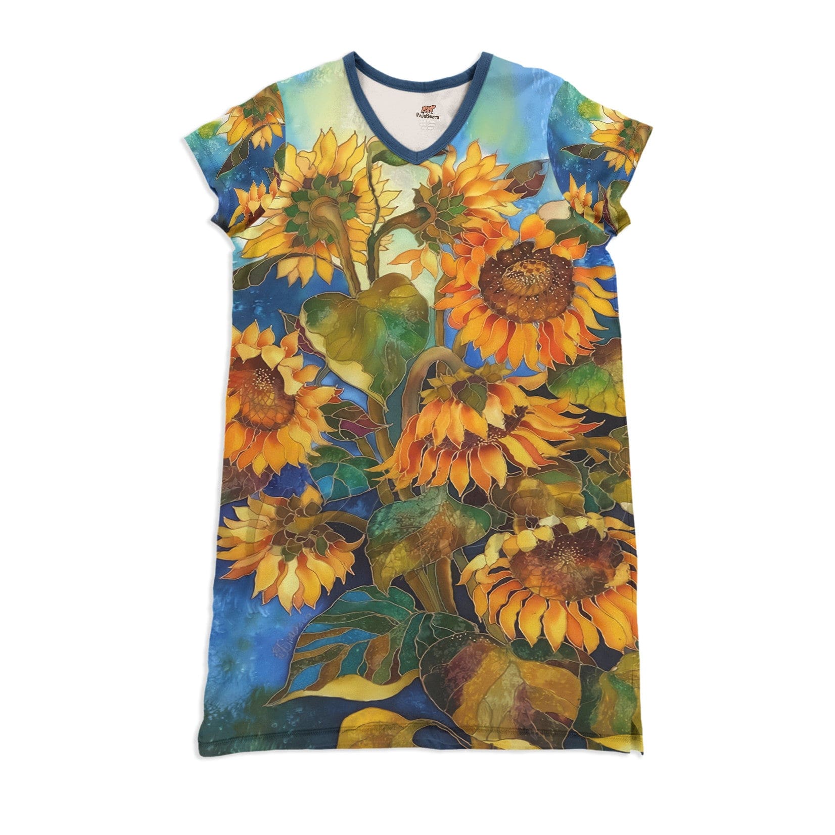 Sunflower Pajabears® V-Neck Nightshirts Stunning Sunflowers Nt10