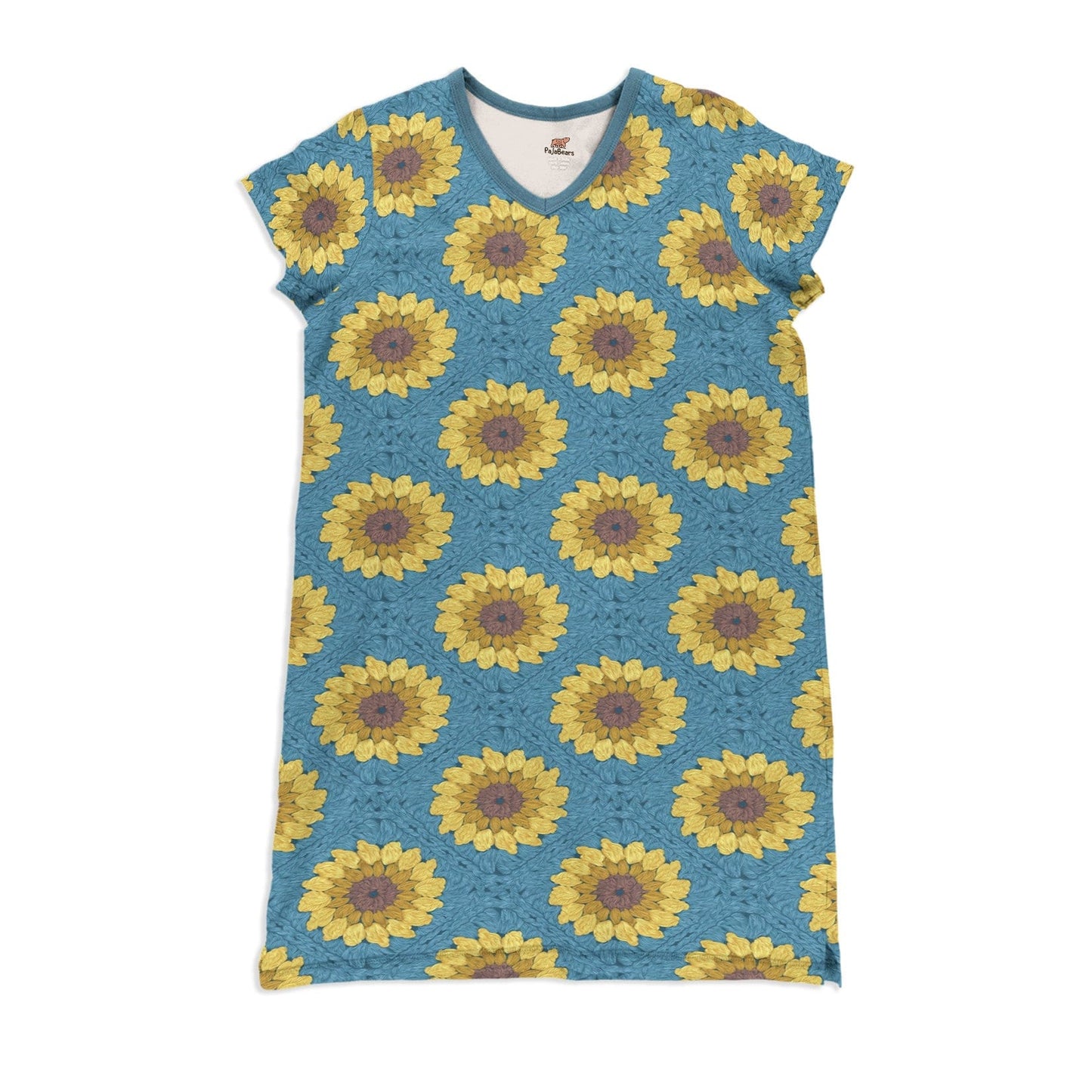 Sunflower Pajabears® V-Neck Nightshirts Granny Sunflowers Nt10