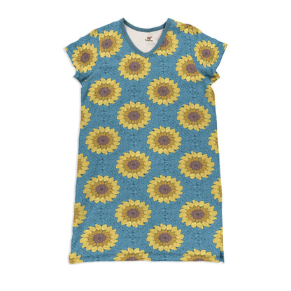 Sunflower Pajabears® V-Neck Nightshirts Granny Sunflowers Nt10