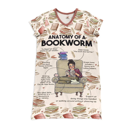 Reading Pajabears® V-Neck Nightshirts Anatomy Of A Bookworm Nt10