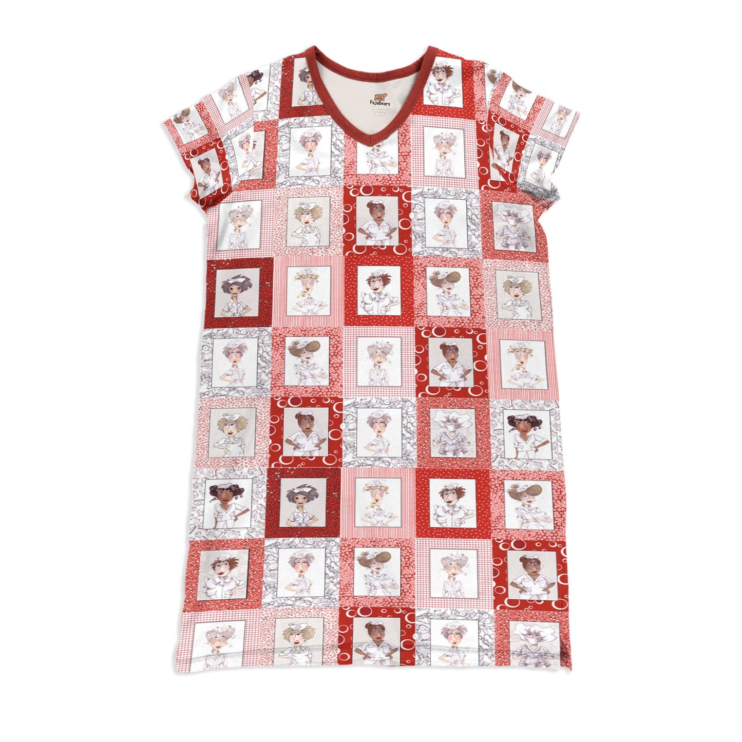 Nurse Pajabears® V-Neck Nightshirts Nifty Nt10