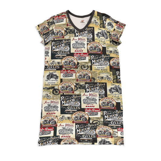 Motorcycle Pajabears® V-Neck Nightshirts Enjoy The Ride Nt10