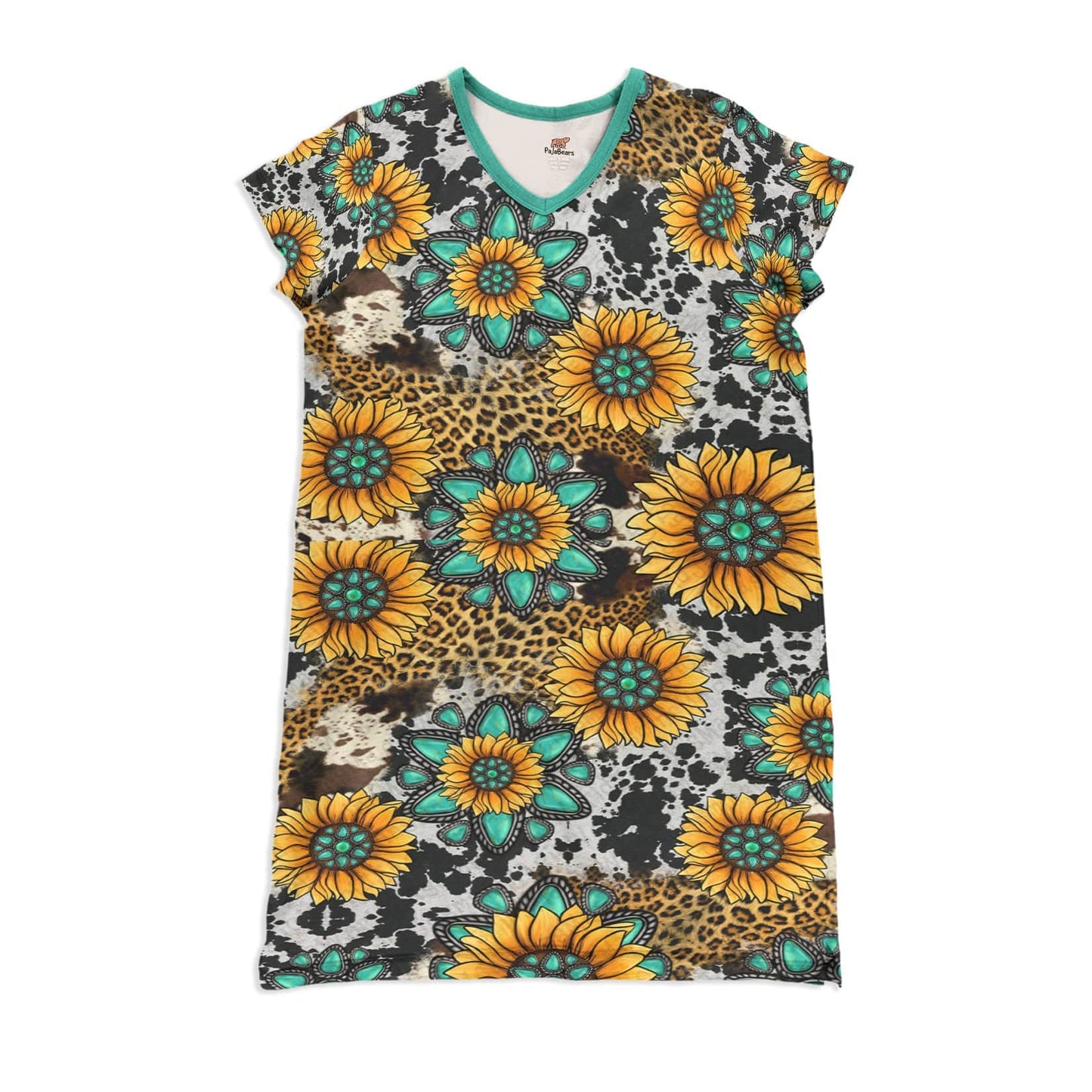 Sunflower Pajabears® V-Neck Nightshirts Wild Sunflowers Nt10