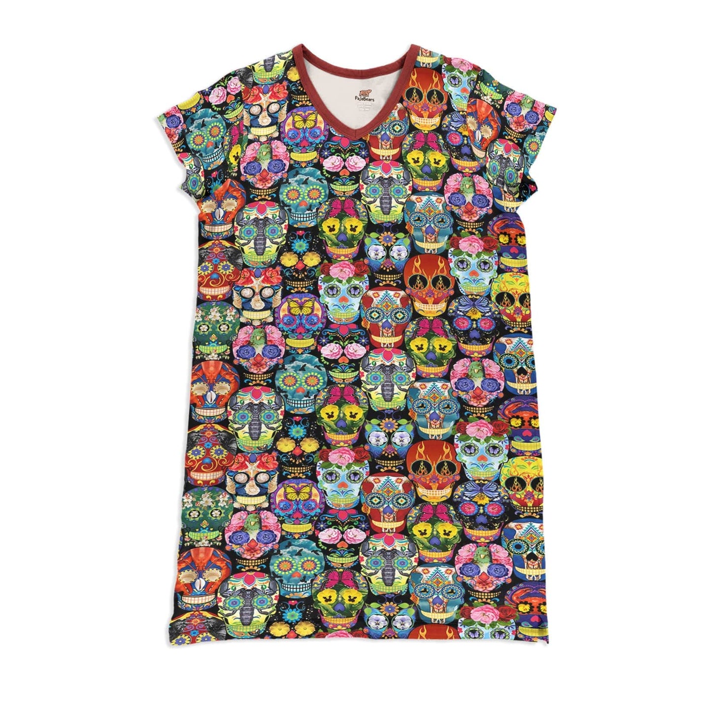 Skull Pajabears® V-Neck Nightshirts Sugar Skulls Nt10