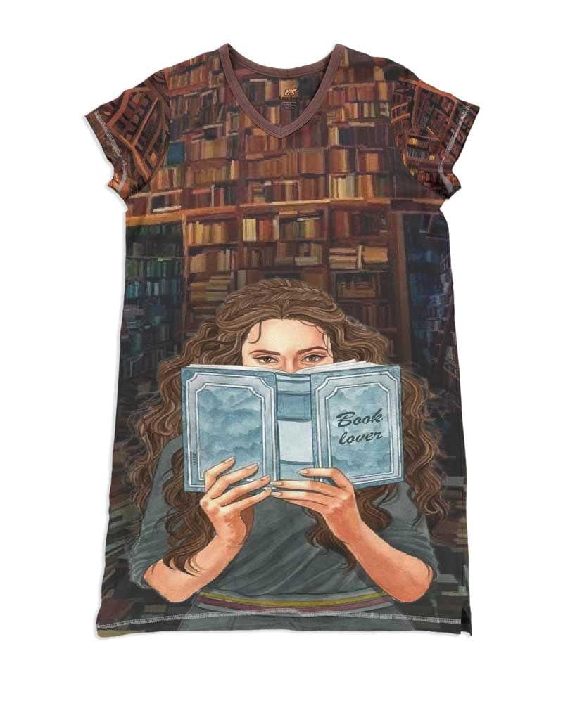 Reading Pajabears® V-Neck Women’s Nightshirts Book Lover Qa55