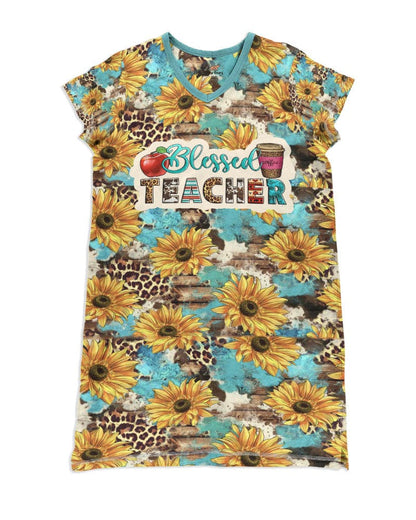 Teacher Pajabears® V-Neck Nightshirts Ho3 Blessed